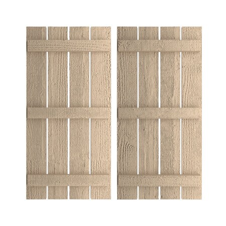 Rustic Four Board Spaced Board-n-Batten Rough Sawn Faux Wood Shutters, 23 1/2W X 76H